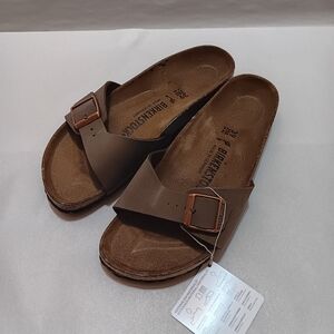 BIRKENSTOCK Madrid Birko-Flor Mocca Buckle Narrow Fit Men's Sandals US 8, EU 39